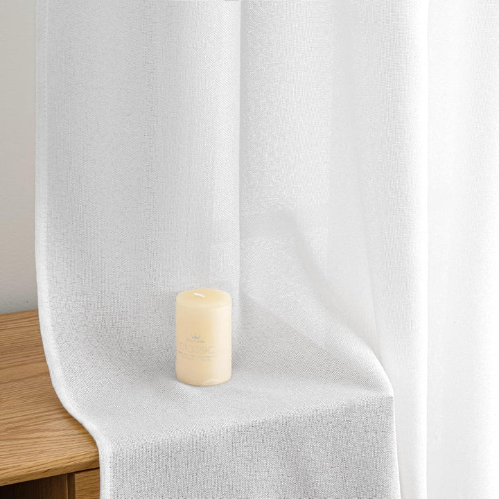 MIULEE Leinen Vorhänge mit Leinen Ringe Effekt Wohnzimmer Modern Semi-transparent Voile Vorhang Natu