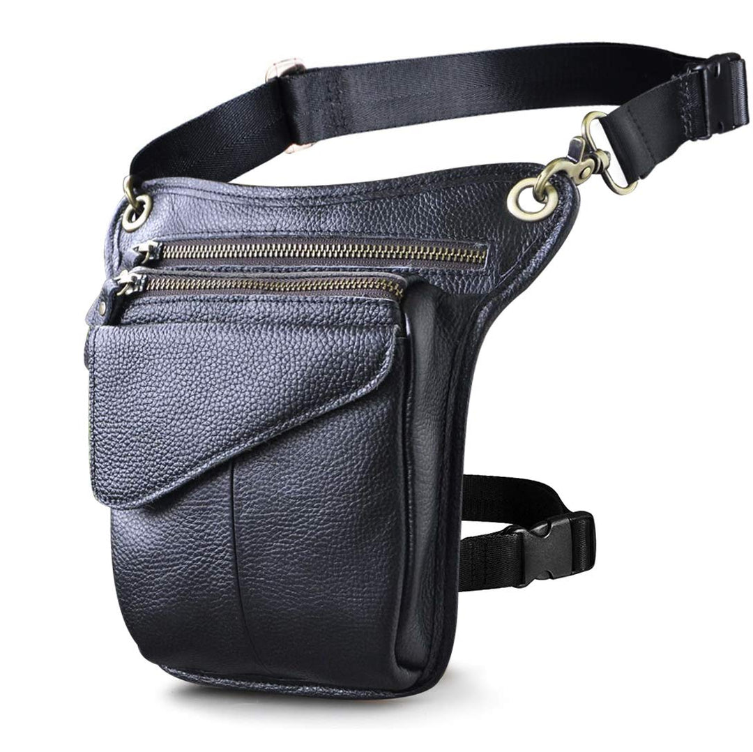 Le'aokuu Herren Echtes Leder Rucksäcke Beinbeutel Beintasche Hüfttasche Hip Bum Weist Pack Outdoor M