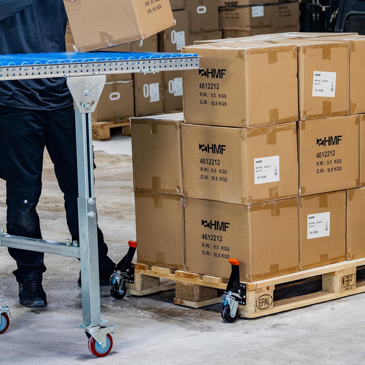 HMF 6750 Schwerlastrollen absenkbar für Werkbank | 4 Stück | 65 mm | bis 300 kg | Schwarz