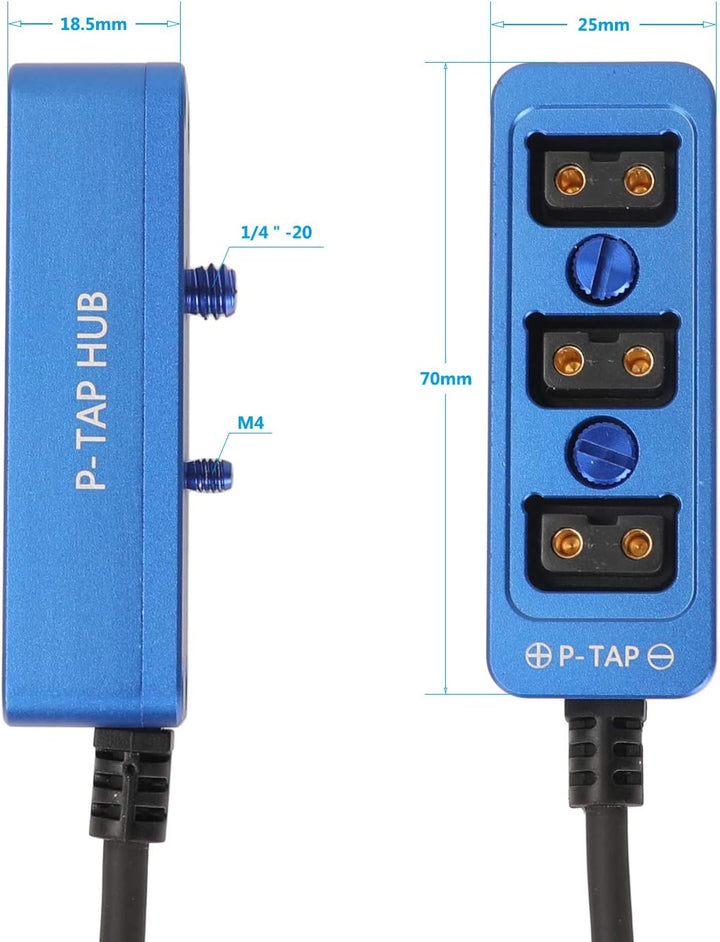 HangTon D-tap 1 auf 3 Triple Power Splitter Kabelbox, D-Tap-Stecker auf Buchse, 3 Port-Verteiler für