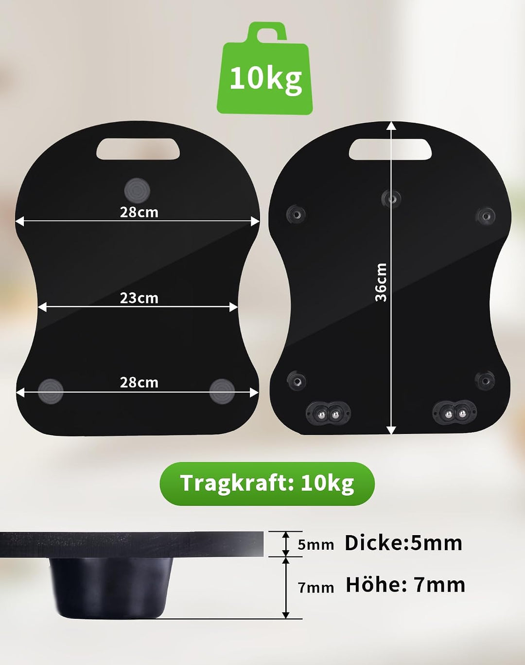 Gleitbrett für Thermomix TM6 TM5, 5mm Rollbrett Thermomix TM6 TM5 mit Rollen und Handgriff, Gleitbre