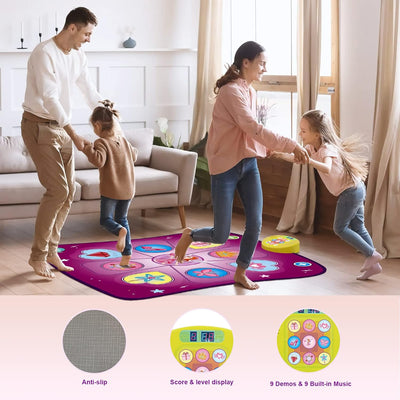 Tanzmatte Kinder Spielzeug Geschenke für Mädchen Jungen Alter 3 4 5 6 7 8+ Jahre, Musikmatte mit Her