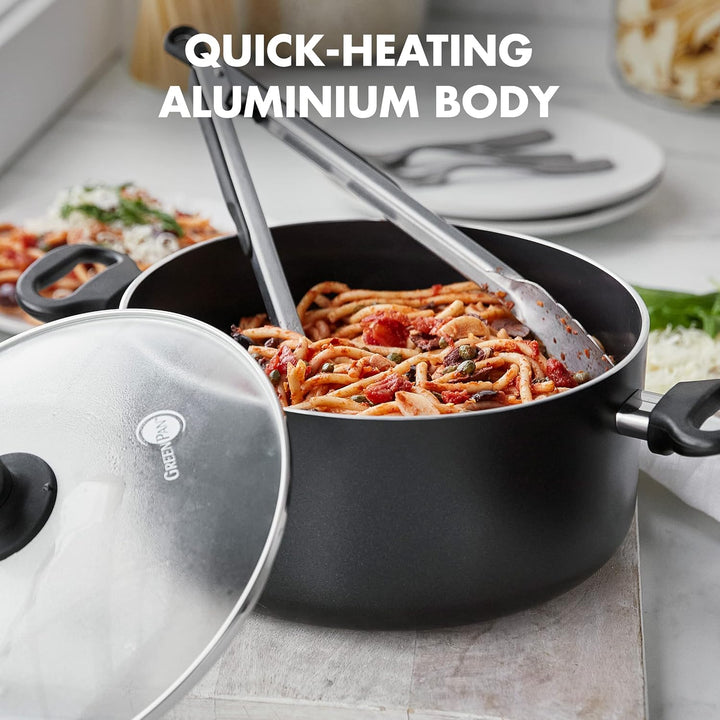 GreenPan Cambridge Kochtopf mit Deckel (24 cm/4,9l), gesunde keramische Antihaftbeschichtung, PFAS-f