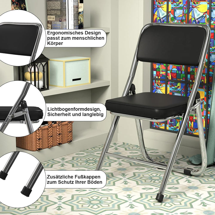 Lvhecforhm 2er Set Klappstuhl mit Rückenlehne, Esszimmerstühle, Küchenstuhl mit Stahlrahmen, Esszimm