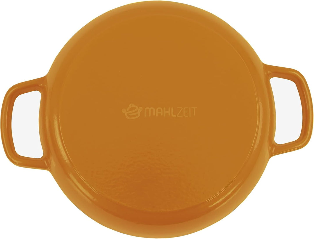 Mahlzeit Gusseisen Brottopf Set emailliert | 6,4 Liter | Sunny Orange | Brotbackform mit Brotschling