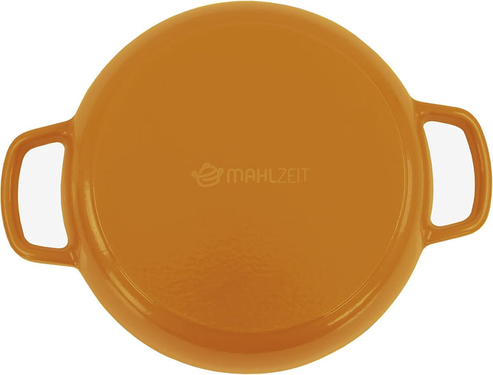 Mahlzeit Gusseisen Brottopf Set emailliert | 6,4 Liter | Sunny Orange | Brotbackform mit Brotschling