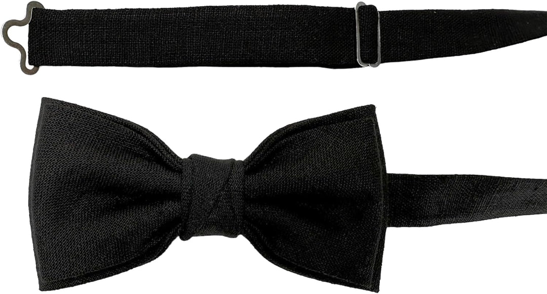 Leinen Accessoires SET: Fliege und Hosenträger Hosenträger mit Leder für Herren. Fliege Bereits gebu