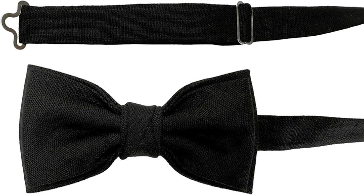 Leinen Accessoires SET: Fliege und Hosenträger Hosenträger mit Leder für Herren. Fliege Bereits gebu