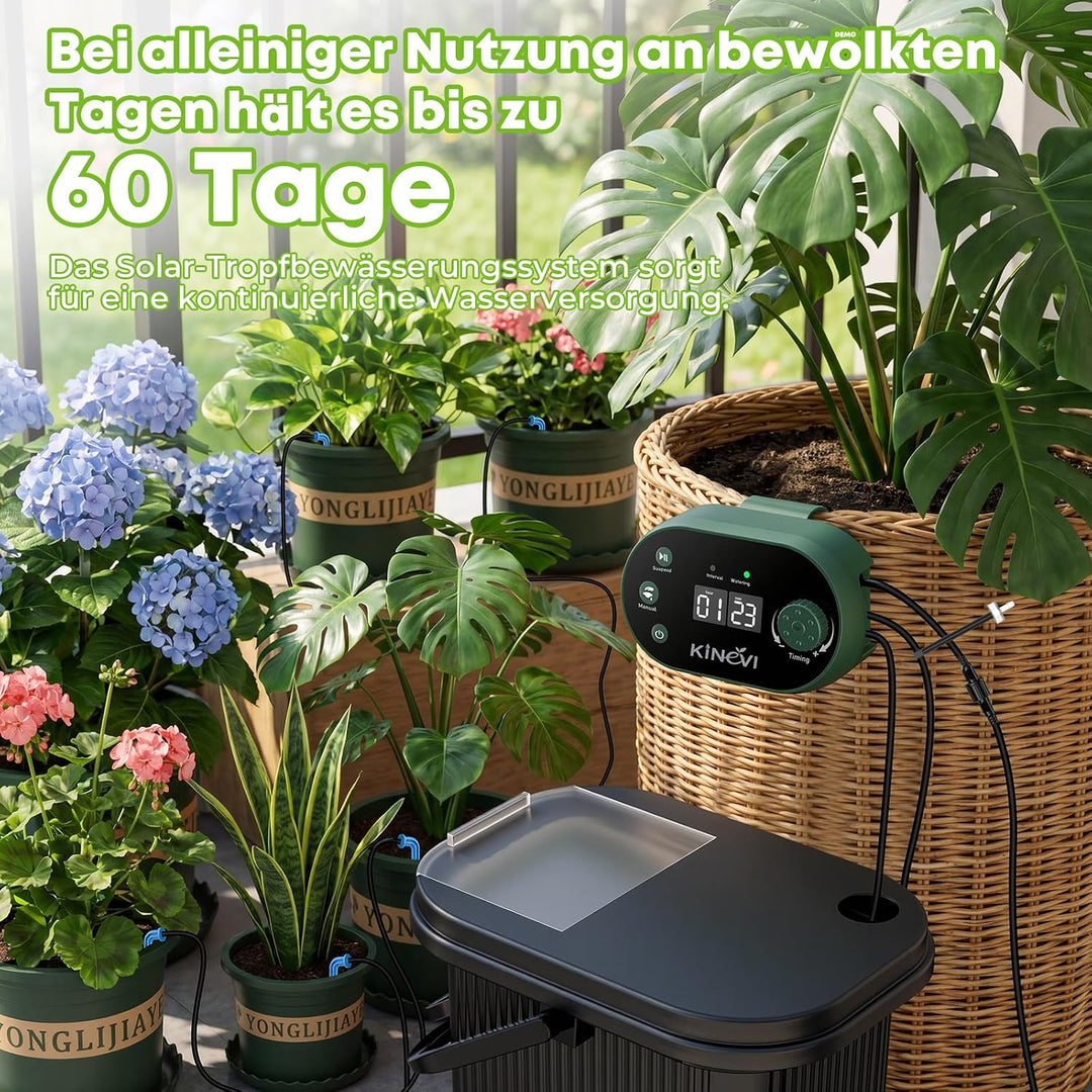 Solar Bewässerungssystem, Garten Automatisches Bewässerungs mit 22 Modi Timer, 15M Schlauch &amp; 15 Tro