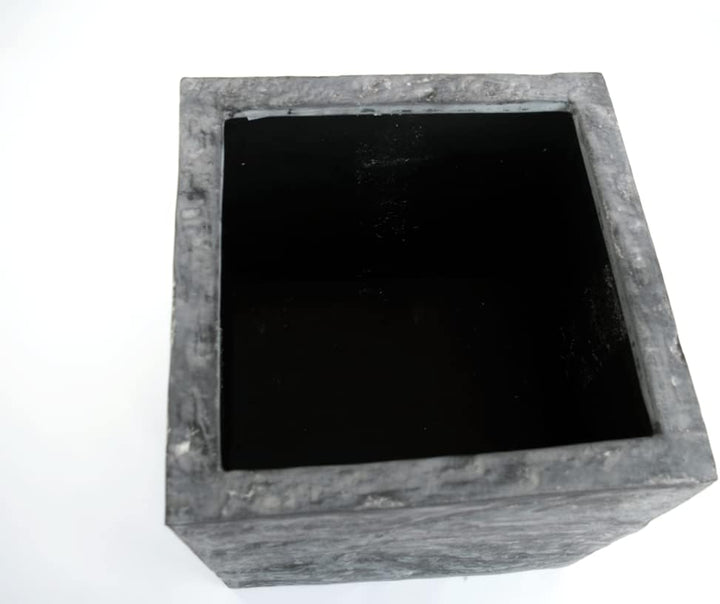 Eleganteinrichten Blumenkübel Fiberglas Stein-Optik quadratisch 30x30x30cm anthrazit grau.