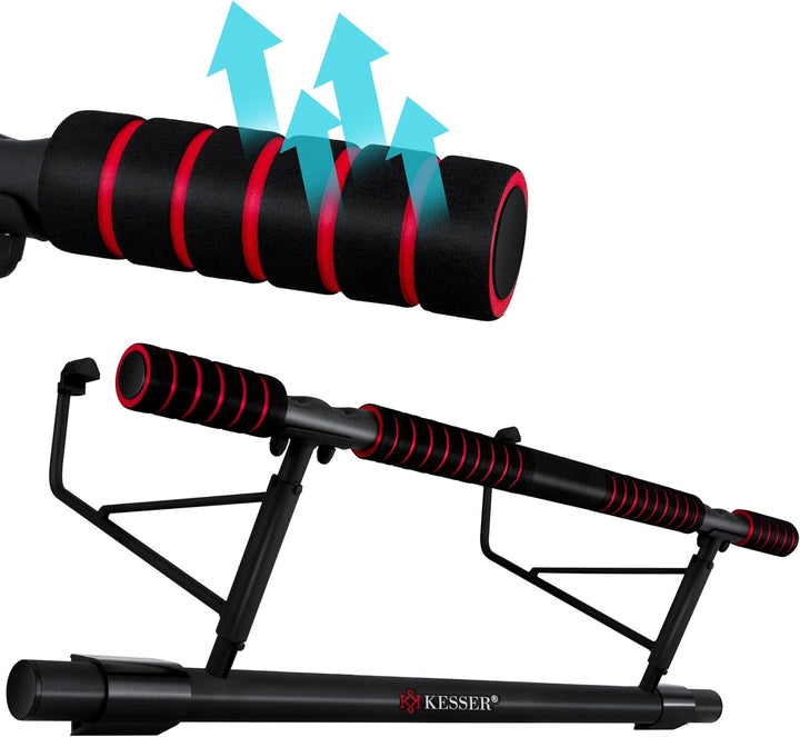 KESSER® 4in1 Premium Klimmzugstange inkl. DIP-Station & Power Ropes, klappbare Türreck, sichere Türr