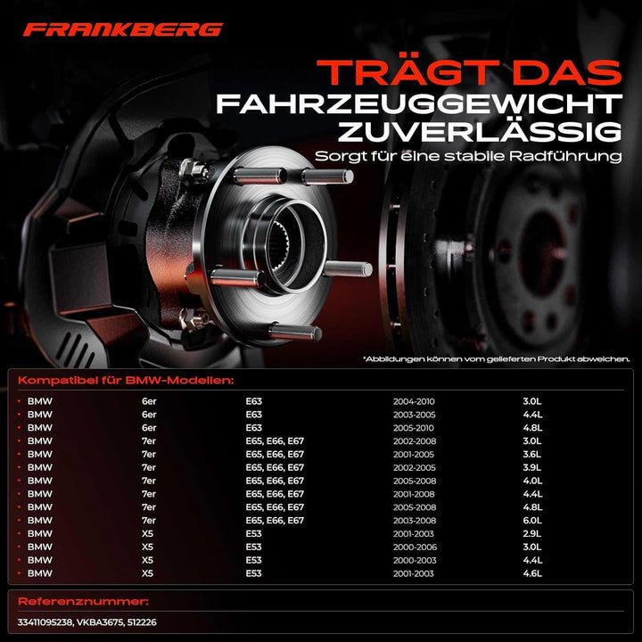 Frankberg 2x Radnabe Radlagersatz Hinten Links und Rechts Kompatibel mit 5er Touring E61 2004-2010 6