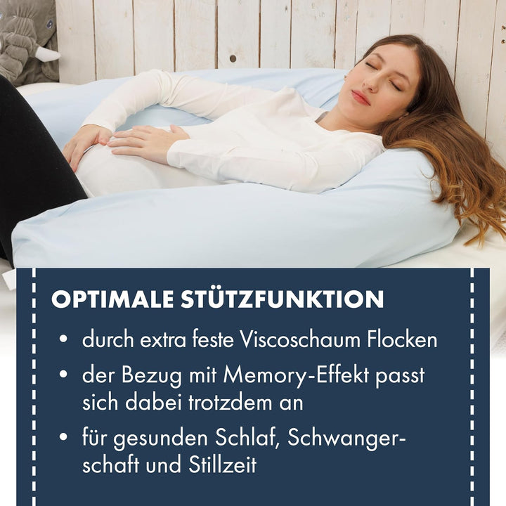 Moon - Seitenschläferkissen mit Viscoschaum Flocken - extra fest mit 2400g - mit Memory-Effekt - 95°