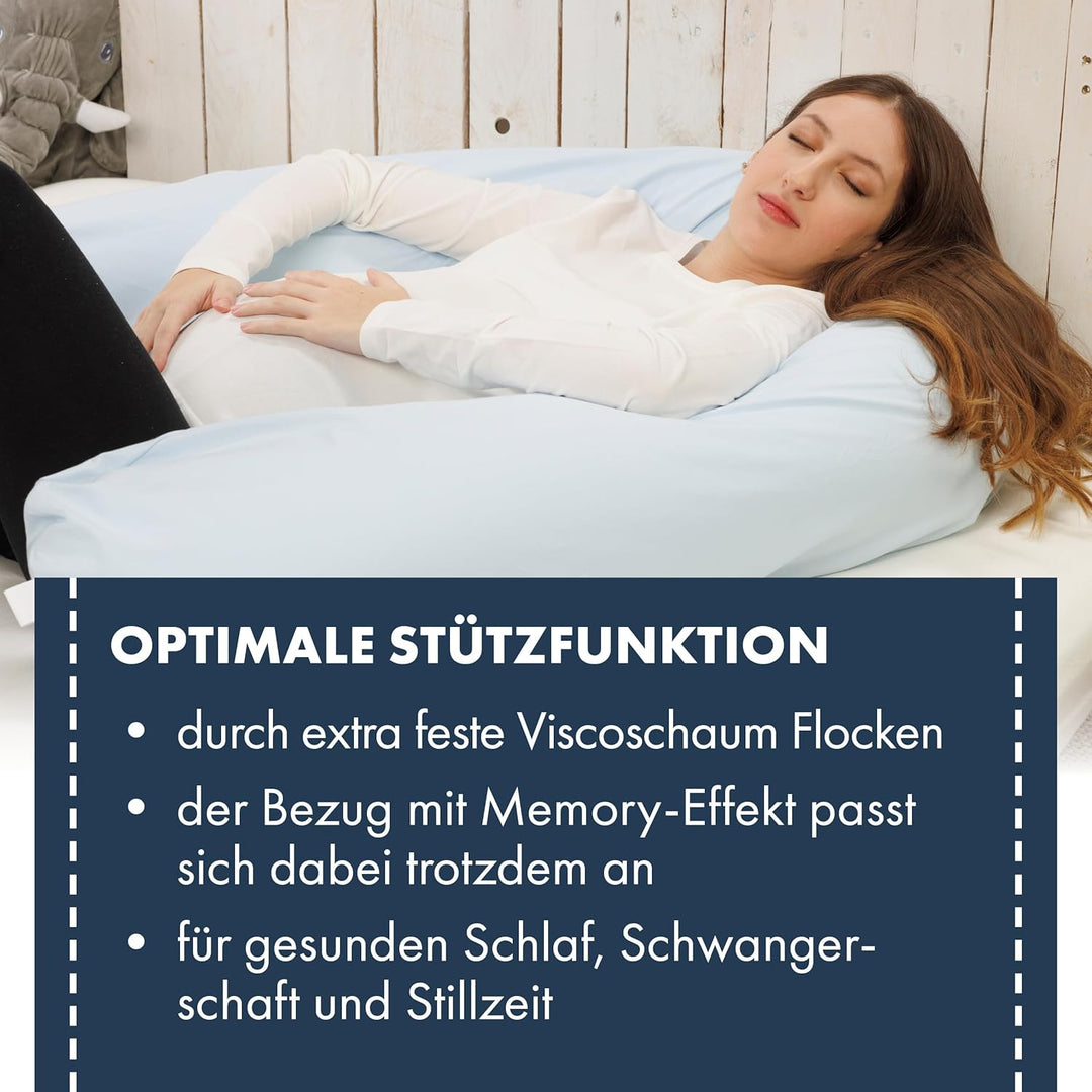 Moon - Seitenschläferkissen mit Viscoschaum Flocken - extra fest mit 1500g - mit Memory-Effekt - 95°