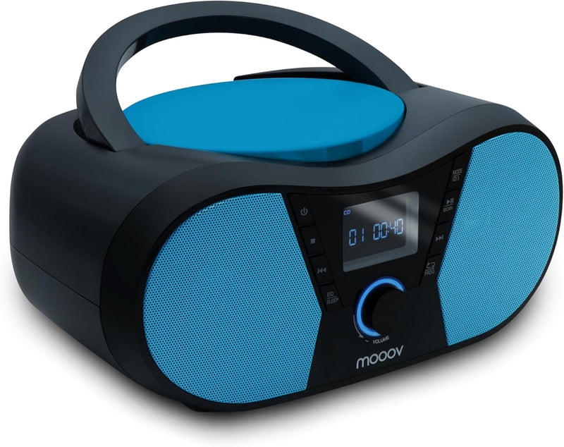 MOOOV 477412 CD-Player Sportman mit UKW-Radio, USB-Port, Sleep- und ID3-Funktionen Blue & Black, Blu