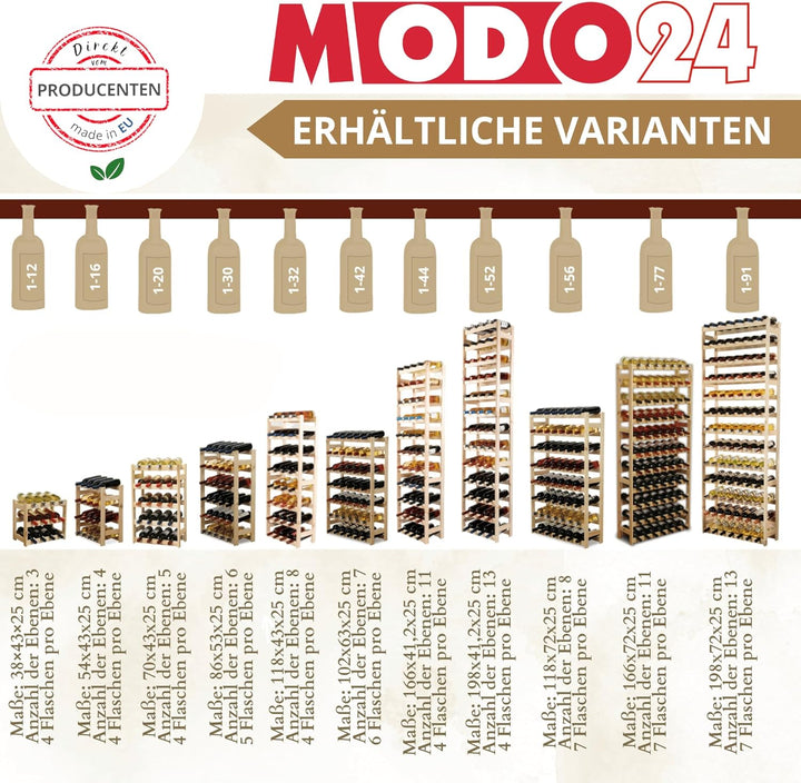 Flaschenregal, Weinregal Holz für 32 Flaschen, Weinschrank, Weinständer, Getränkeregal, Weinflaschen