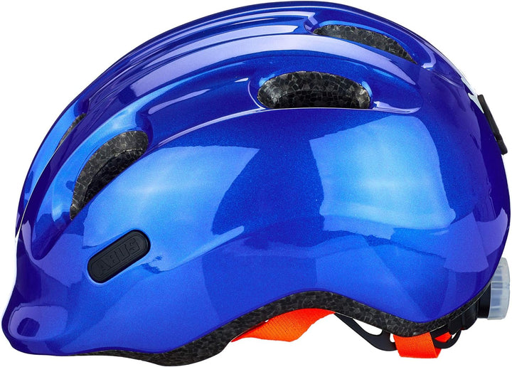 ABUS Kinderhelm Smiley 2.1 - Fahrradhelm mit Rücklicht - für Mädchen und Jungs S (45-50 cm) Blau (sp