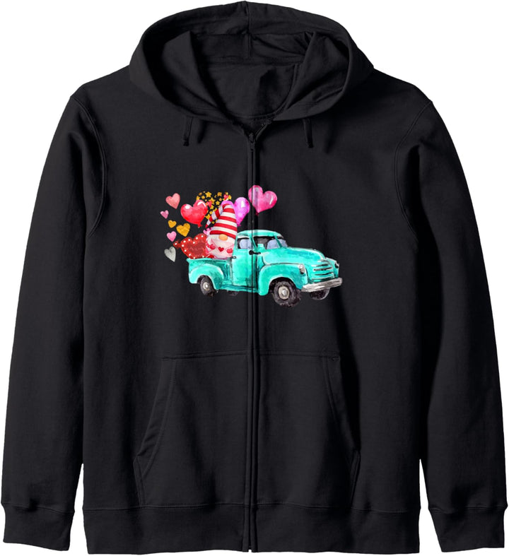Gnome Elf Vintage Farm Truck Matching Family Valentines Day Kapuzenjacke