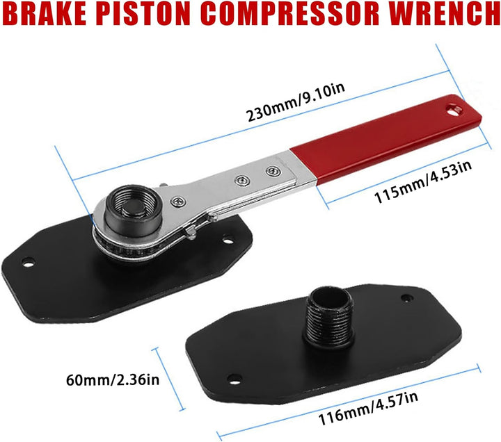 CHANG QI Bremssattelwerkzeug Ratschen Bremskolben-Rückstell-Werkzeug mit 2 Stahlplatten und 4 S Hake