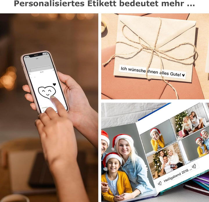 SUPVAN Beschriftungsgerät Selbstklebend, Tragbarer Mini Labeldrucker Etikettiergerät Selbstklebend m