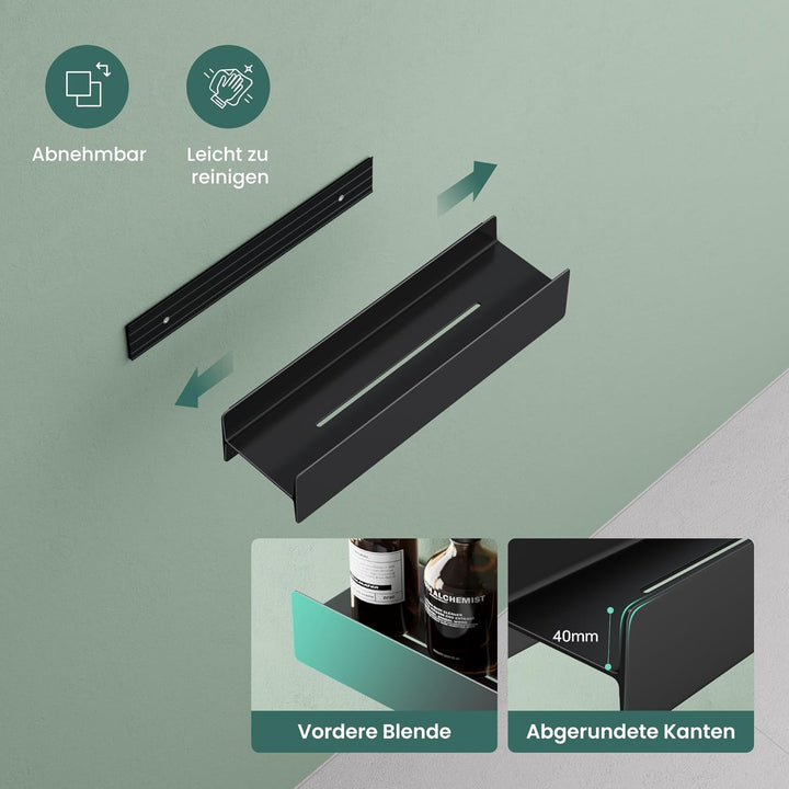 Mai & Mai Duschablage zum Bohren oder Kleben Duschregal Badablage 40cm Badezimmerablage zur Wandmont
