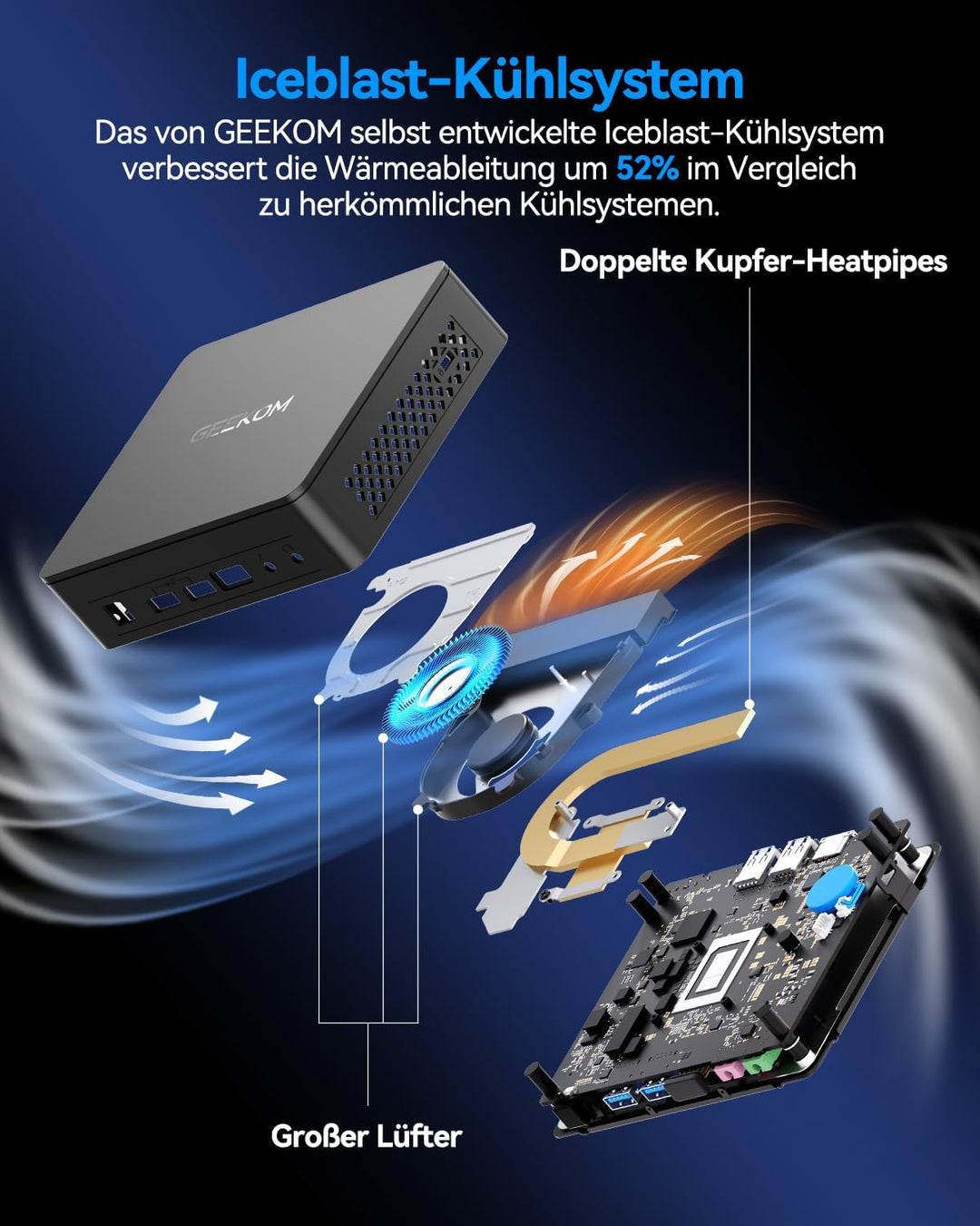 GEEKOM Air12 Lite Mini-PC – Intel Alder Lake N100 Prozessor (bis zu 3,4 GHz), 8GB DDR4 RAM + 256GB S
