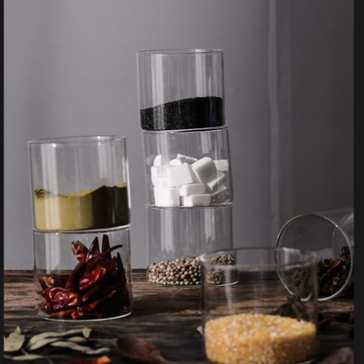 Gewürzgläser 3er Set 8.5oz/250ml Glas Gewürzbehälter mit Bambus-Deckel, Löffel und Tablett, Gewürzdo