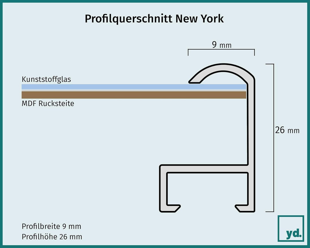 yd. Your Decoration - Bilderrahmen DIN A1 59.4x84 cm - Schwarz Matt - Bilderrahmen aus Aluminium mit