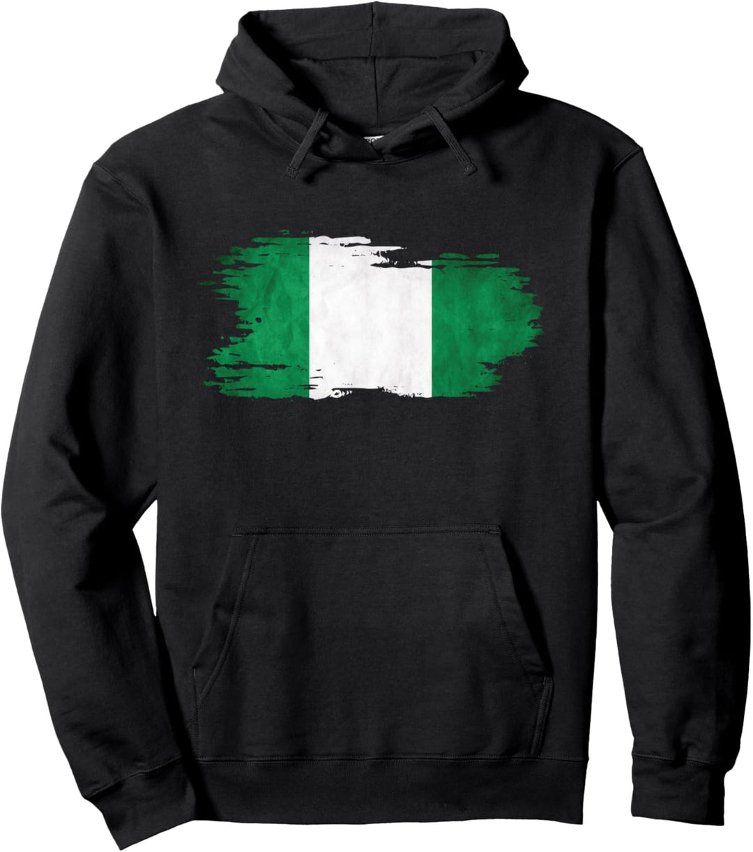 Nigeria - Nationalfahne, Pinseleffekt Pullover Hoodie