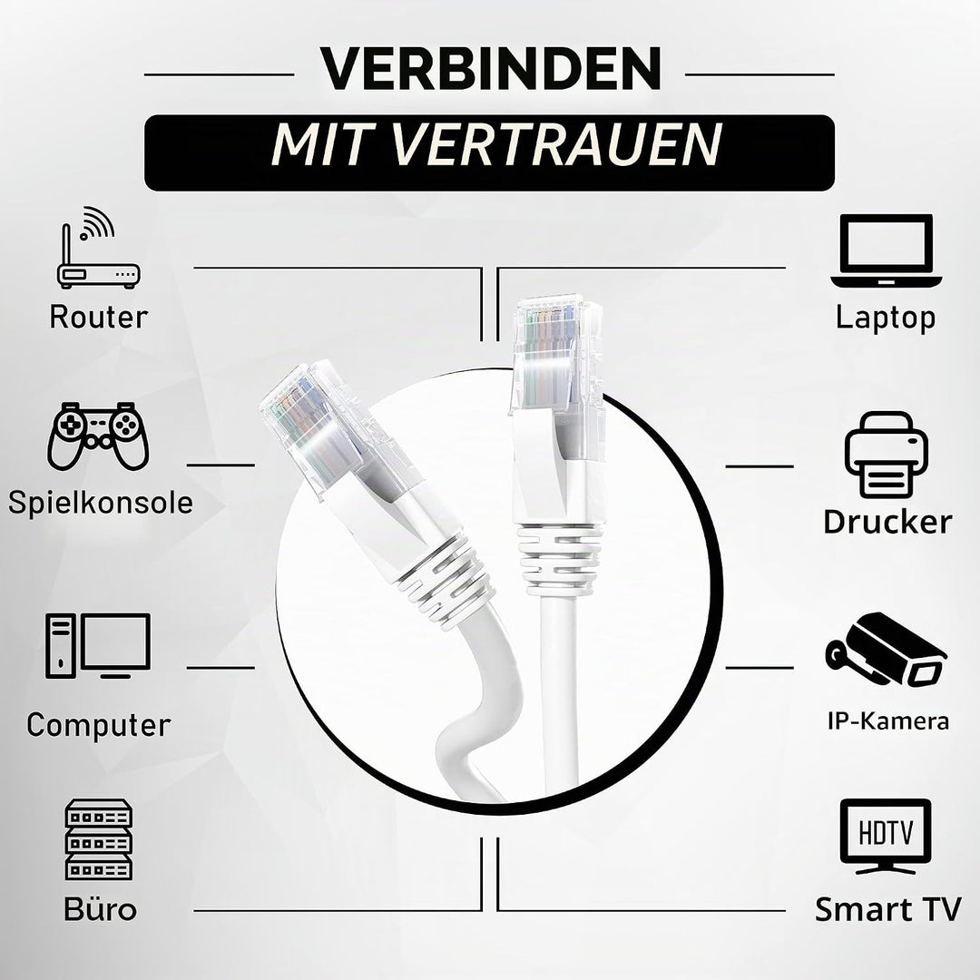 Mr. Tronic 100m Ethernet Netzwerk Netzwerkkabel | Patchkabel | CAT6, CCA, UTP | RJ45 Stecker | LAN K