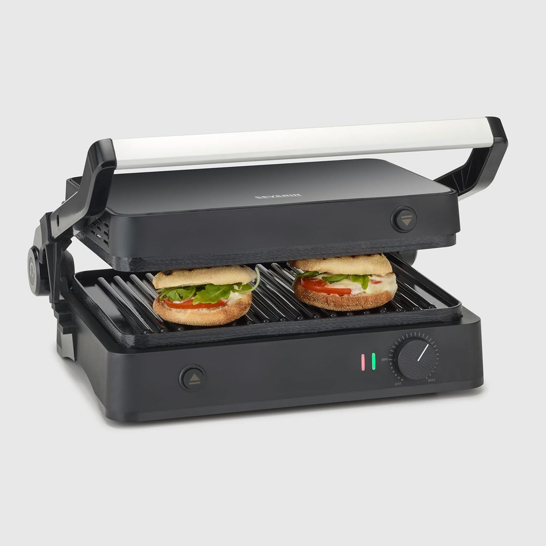 SEVERIN SEVINI Lite, Kontaktgrill für Fleisch, Fisch & Gemüse, Keramikbeschichteter Sandwich-Maker f