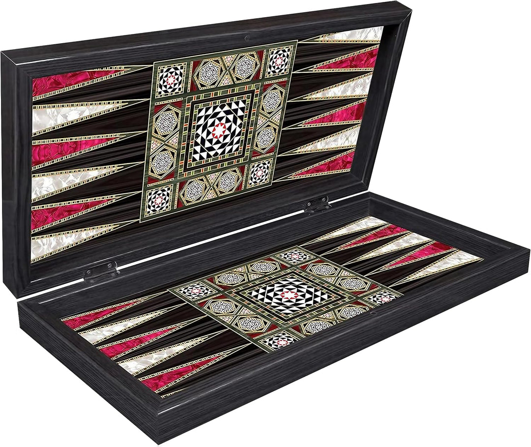 PrimoLiving Deluxe Holz Backgammon Set Palamedes – 28,5 x 28 cm - inklusive Schachbrett S Palamedes,