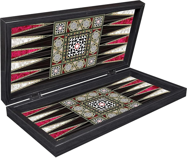 PrimoLiving Deluxe Holz Backgammon Set Palamedes – 28,5 x 28 cm - inklusive Schachbrett S Palamedes,