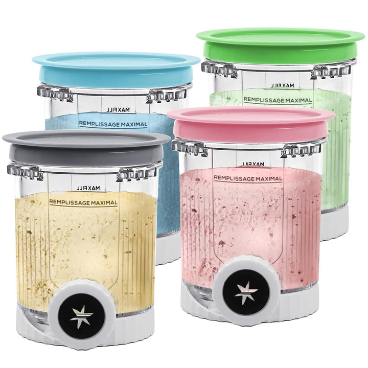 Für 4 Stück Ninja Swirl Creami Behälter 480 ml Eisbehälter, Kompatibel mit Ninja Creamy NC701EU NC70