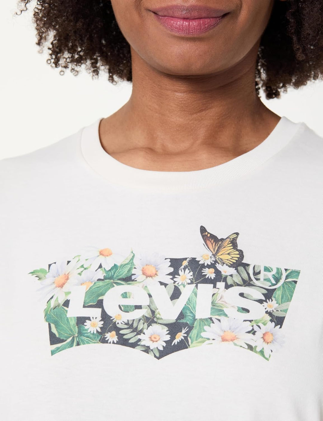 Levi's Damen The Perfect Tee T-Shirt, Chesthit Logo L Daisy Bw Egret, L Daisy Bw Egret