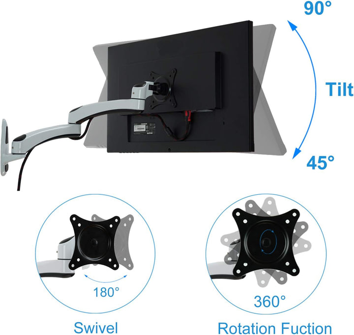 HFTEK® – Monitor TV Wand Halter Wandhalterung für Bildschirme von 15 bis 27 Zoll mit VESA 75/100 (HF