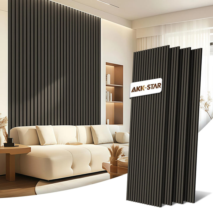 AKK-STAR Akustikpaneele Holz - 5,76 m² (4 Stück 240x60cm) | Schalldämmung, Akustikverbesserung für S