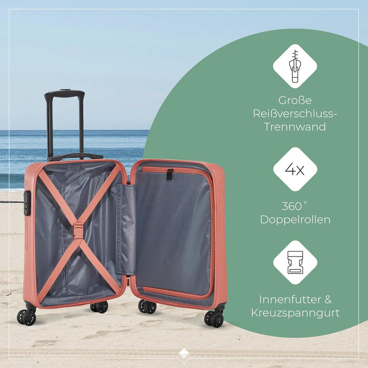 travelite 4-Rad Handgepäck Koffer klein 37 Liter, Gepäck Serie BALI: ABS Hartschalen Trolley erfüllt