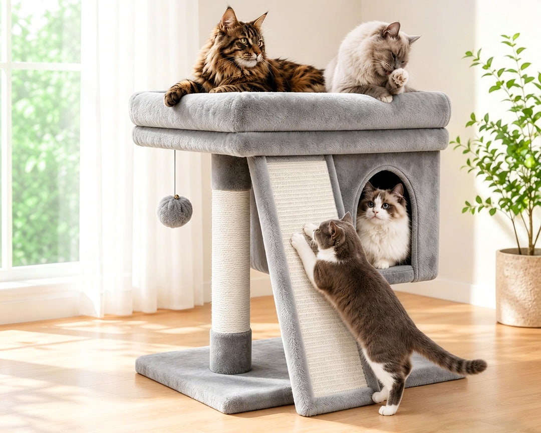 Kratzbaum klein für grosse Katzen XXL - 60cm hoch, Katzenbaum mit extra grosser Plattform (40x50cm)