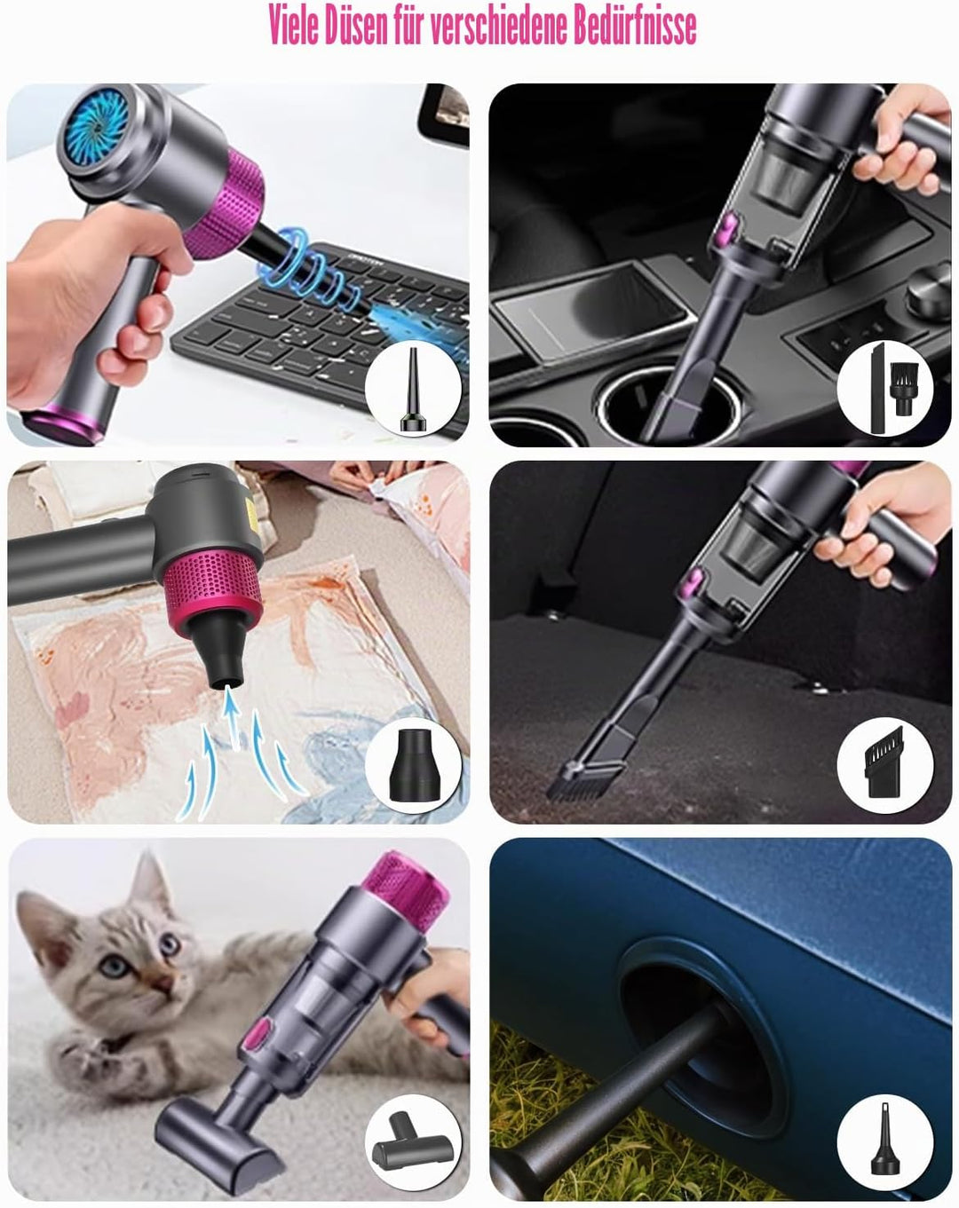 10pcs Handstaubsauger,aufladbar Tragbar Leicht Mini Staubsauger | 4000mAh Auto Staubsauger,USB Wiede