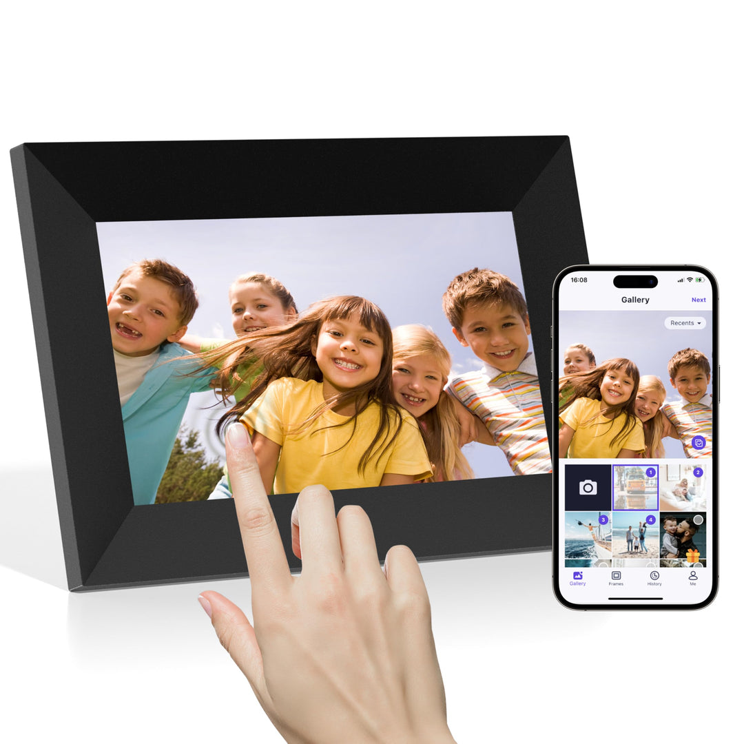 Digitaler Bilderrahmen WLAN 7 Zoll Touchscreen Elektronischer Bilderrahmen mit 16GB Speicher, Auto-R