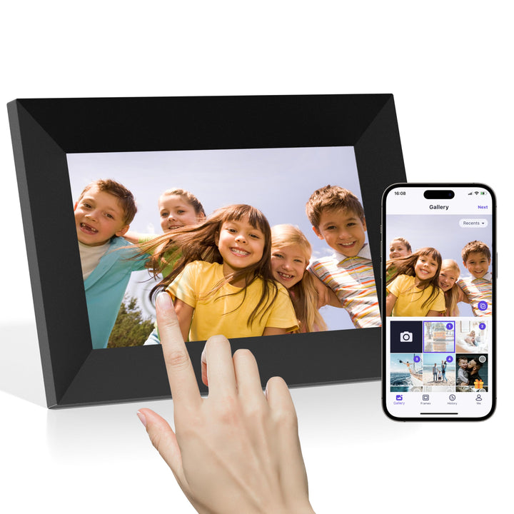 Digitaler Bilderrahmen WLAN 7 Zoll Touchscreen Elektronischer Bilderrahmen mit 16GB Speicher, Auto-R