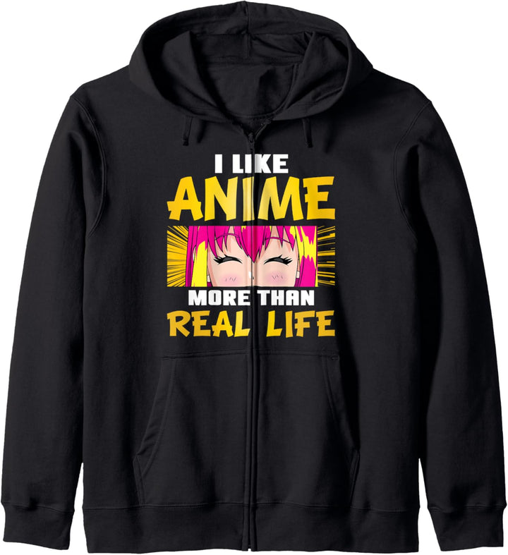 Ich mag Anime mehr als das wirkliche Leben Japan Kawaii Kapuzenjacke