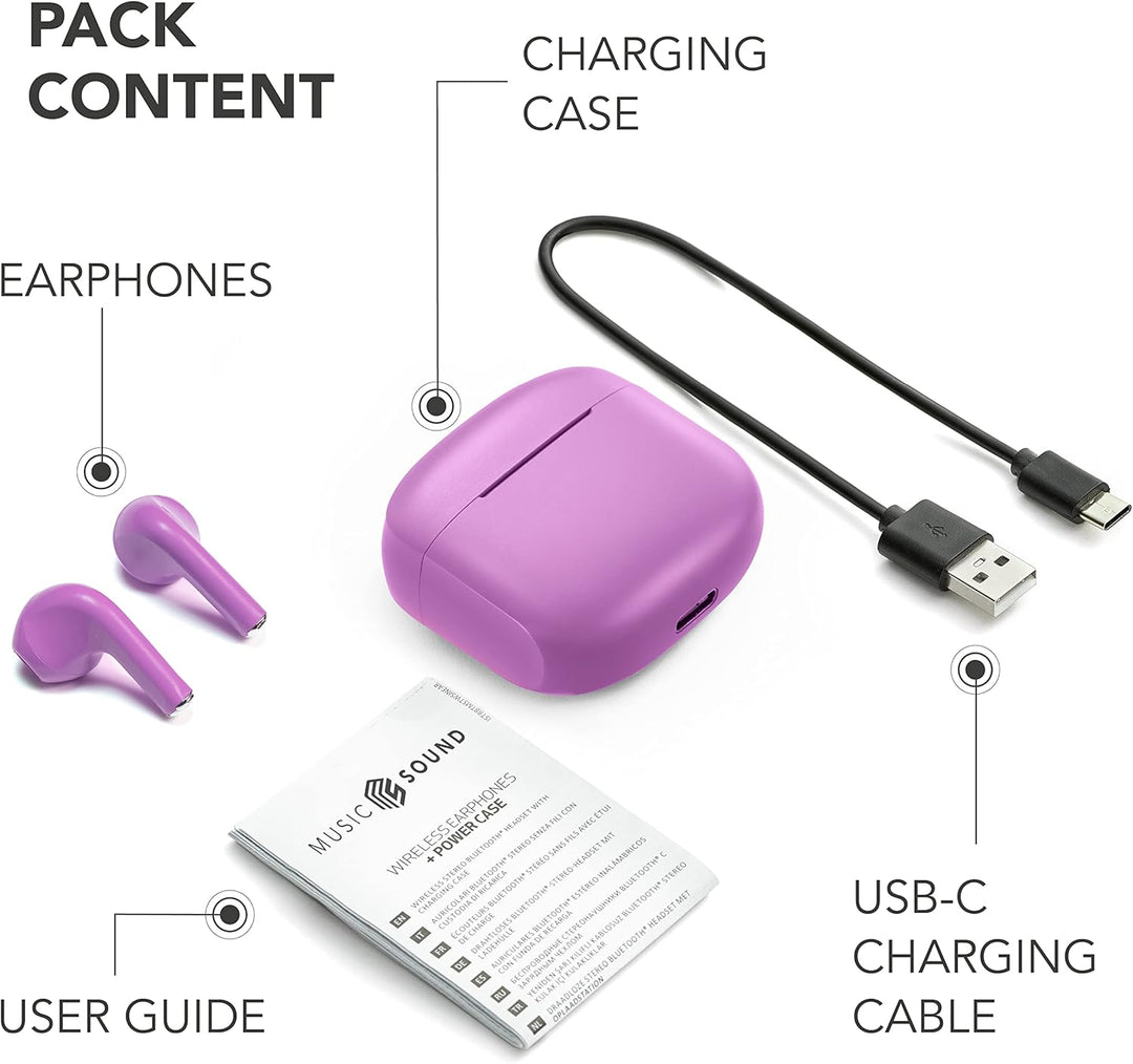 Music Sound | Swag - Kabelloses Kapsel-Headset - Wiedergabezeit bis 20 Stunden - Bluetooth - Bratsch