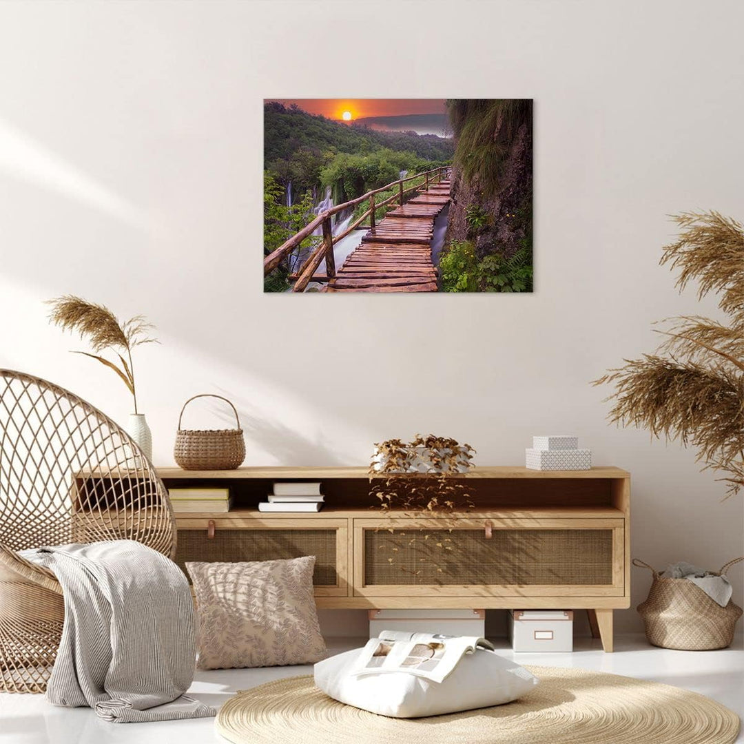 Bilder auf Leinwand Park Natur Wasser Leinwandbild mit Rahmen 70x50cm Wandbilder Dekoration Wohnzimm