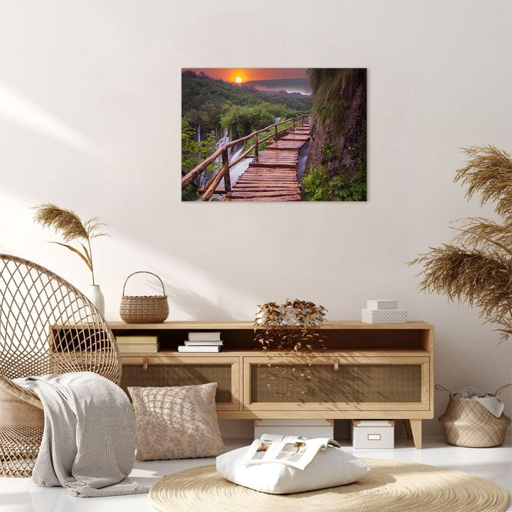 Bilder auf Leinwand Park Natur Wasser Leinwandbild mit Rahmen 70x50cm Wandbilder Dekoration Wohnzimm