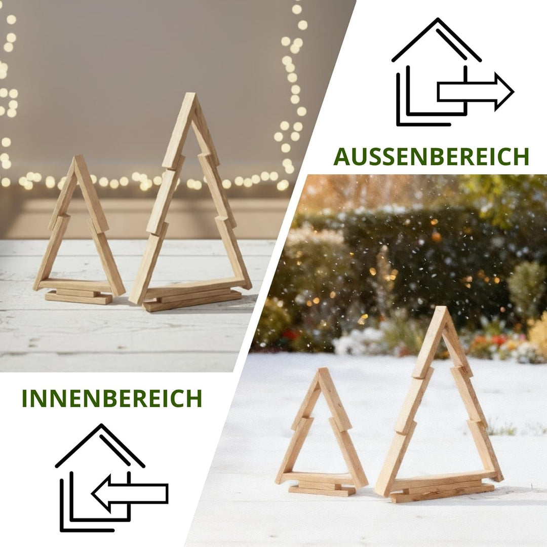 Floranica Weihnachtsbaum aus Holz Elfo Ineinander steckbar Unbehandelt 2er Set Weihnachtsdekoratione