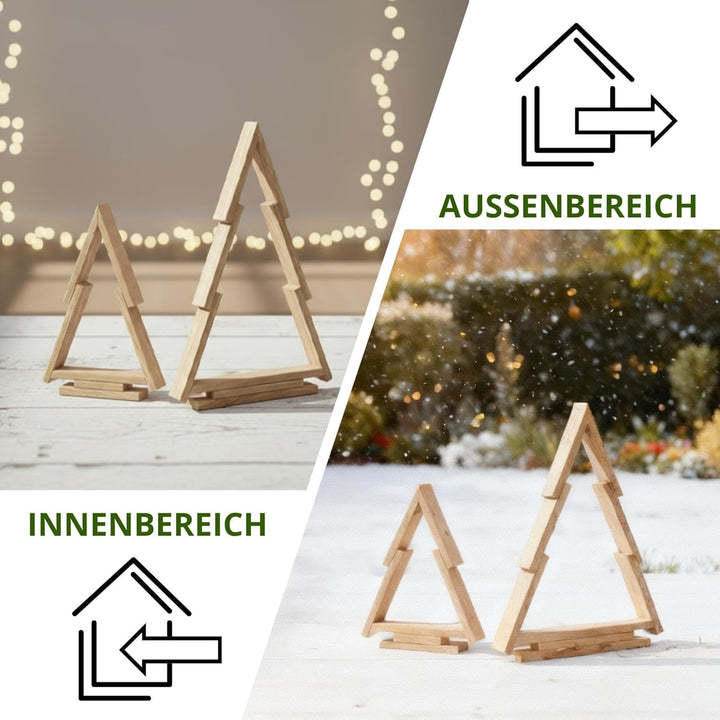 Floranica Weihnachtsbaum aus Holz Elfo Ineinander steckbar Unbehandelt 2er Set Weihnachtsdekoratione