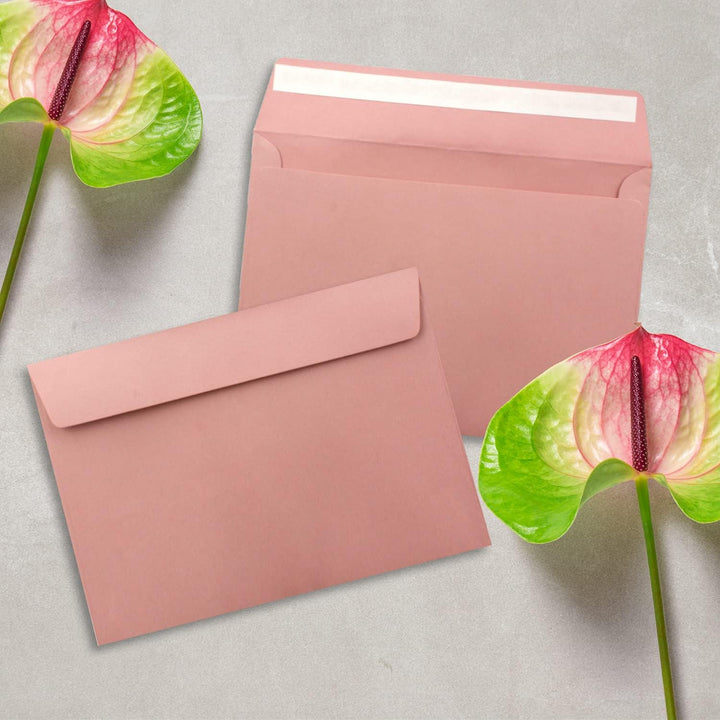 100x Briefumschläge DIN C5 Altrosa (Rosa) - 16,2 x 22,9 cm - Haftklebung - Edle Kuverts für grosse E