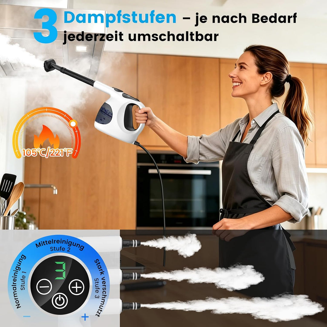 Granarbol 400ml Dampfreiniger-Handgerät, Leicht, 15s Schnellheizung Schwarz, Schwarz